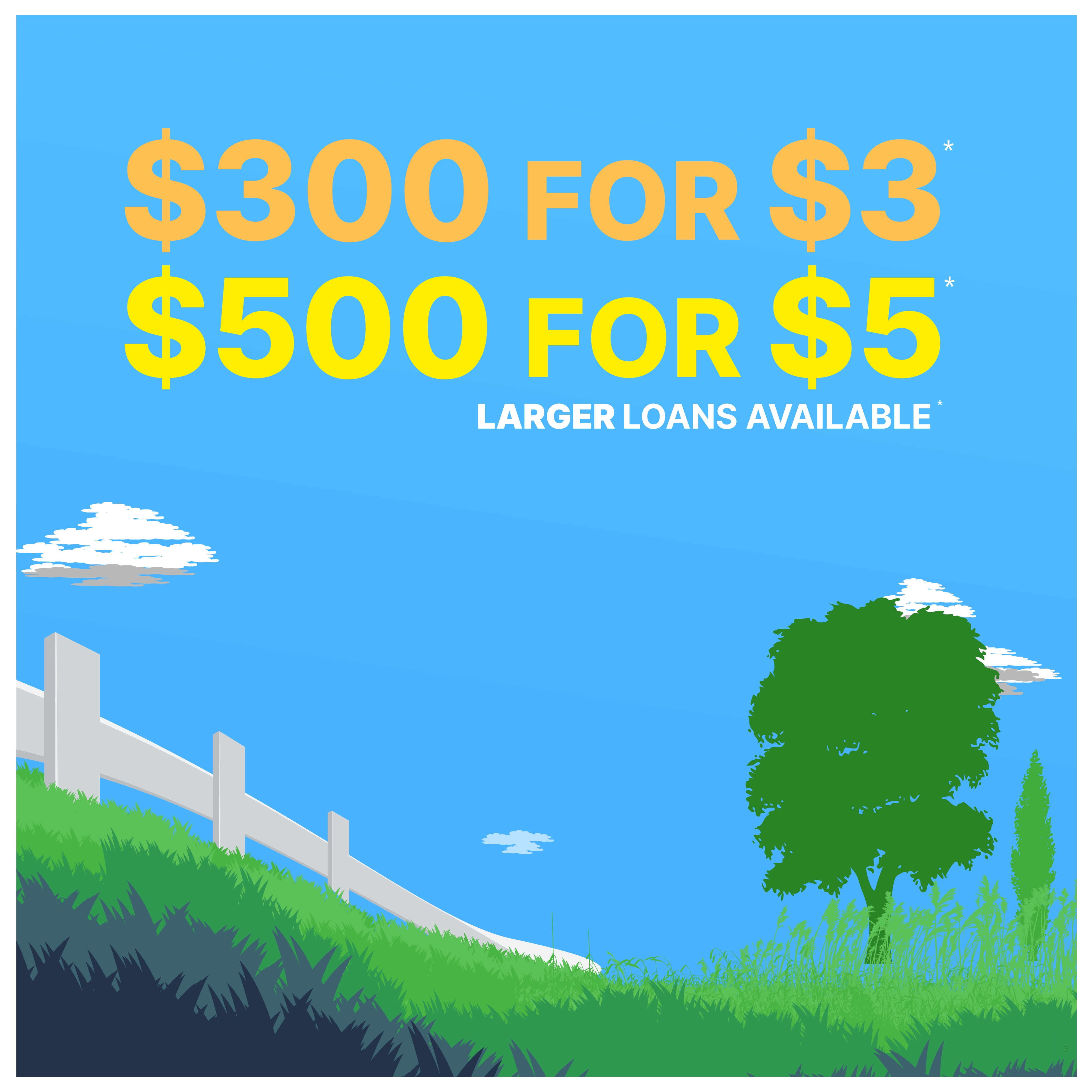 $300 for $3, $500 for $5 Loans Preview Image